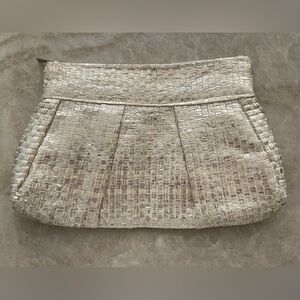 Woven silver & cream clutch purse